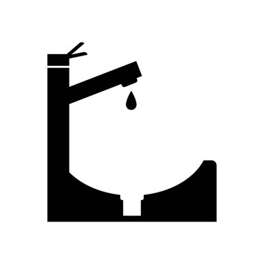 musluk ve lavabo simgesi. izole siyah.