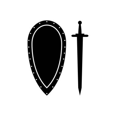 kılıç ve kalkan kutsal kişilerin resmi. kroki yalıtılmış nesne.