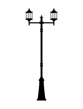 siyah beyaz arka plan, vektör, illüstrasyon izole sokak ışık silüeti