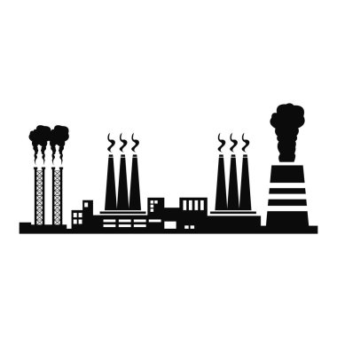 Fabrika bacaları ve duman. izole nesneleri siluetleri.