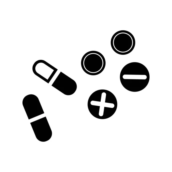 Pilules Icône Médicale Noir Isolé — Image vectorielle