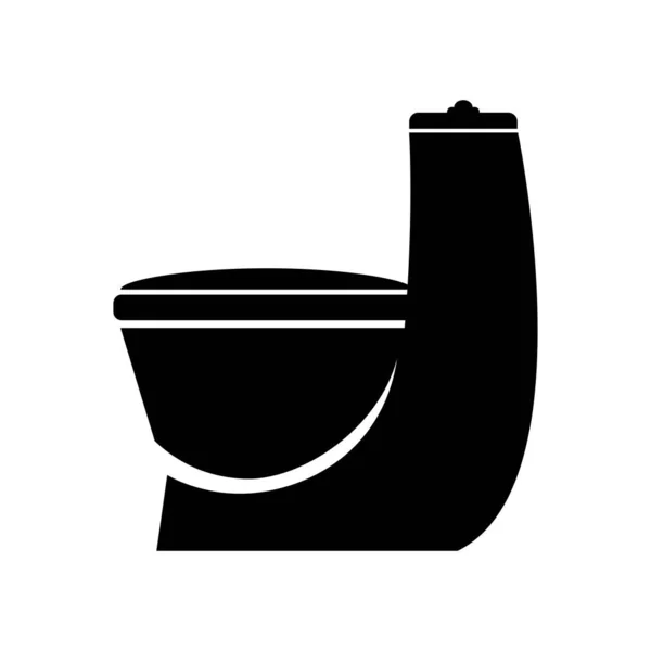 Tuvalet Seramik Simgesi Izole Siyah — Stok Vektör