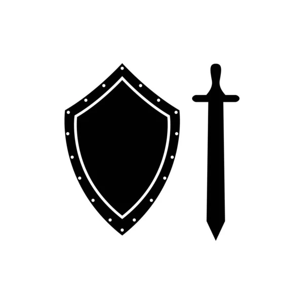 Espada Escudo Icono Bosquejo Objeto Aislado — Vector de stock
