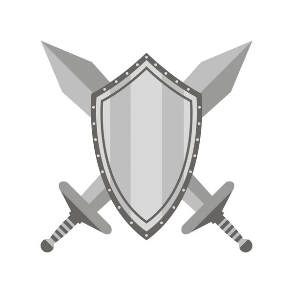 Swords Shield Icon Black White Background Vector — Stock Vector