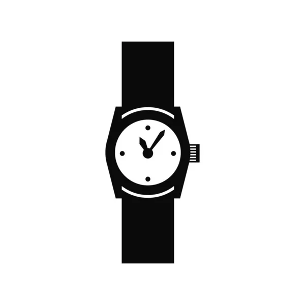Часы Значок Черный Рисунок Белом Фоне — стоковый вектор