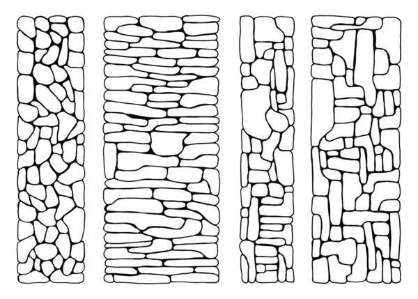 Textura Piedras Pared Ladrillos Conjunto Vector Pavimentado Superficies Piedra Plana — Vector de stock