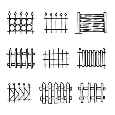 çitler Icons set. izole nesneleri siluetleri.