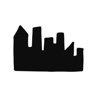 Şehir siluet simge. izole siyah nesne.