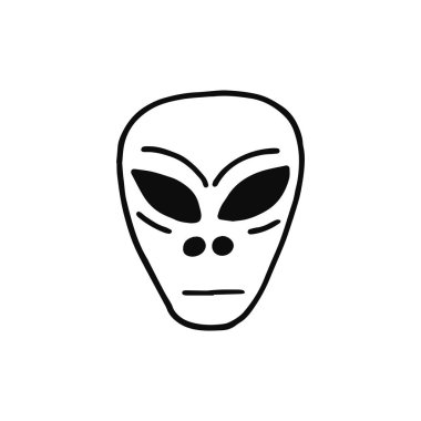 uzaylı kafa simgesi. kroki yalıtılmış nesne siyah.