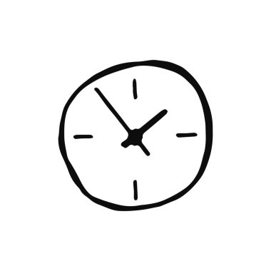 saat simgesi. yalıtılmış nesne kroki beyaz arka plan üzerinde siyah.