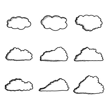 bulutlar Icons set. izole nesneleri siluetleri.