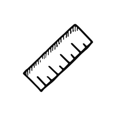 cetvel simge vektör kroki. İzoleli el çizimi.