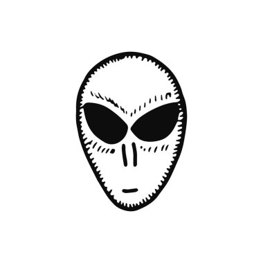 uzaylı kafa simgesi. kroki yalıtılmış nesne siyah.