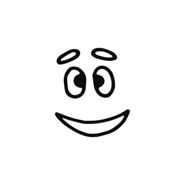 Komik yüz simgesi. kroki yalıtılmış nesne siyah.