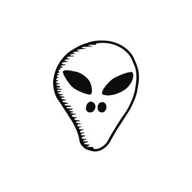 uzaylı kafa simgesi. kroki yalıtılmış nesne siyah.