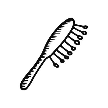 saç simgesi için tarak. kroki yalıtılmış nesne siyah.