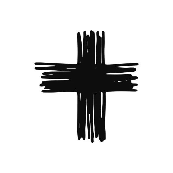 Крест Значок Эскиз Изолированный Объект Черный — стоковый вектор