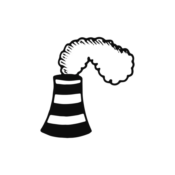 工厂烟囱和烟雾图标 独立的黑色对象 — 图库矢量图片
