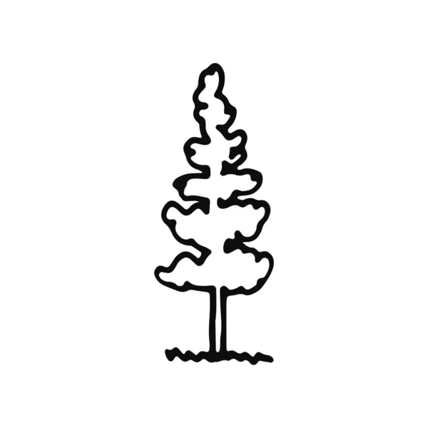 Icono Del Árbol Objeto Aislado Boceto Negro Sobre Fondo Blanco — Archivo Imágenes Vectoriales