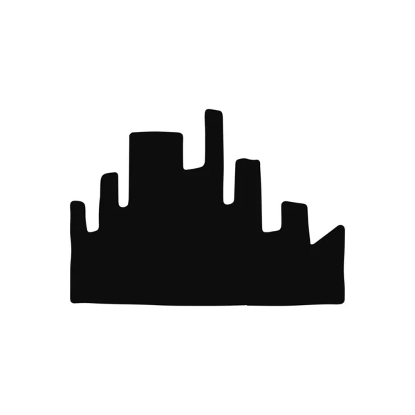 Silueta Ciudad Icono Objeto Negro Aislado — Vector de stock