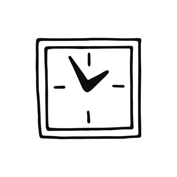 時計のアイコン 白い背景の黒い分離オブジェクトのスケッチ — ストックベクタ