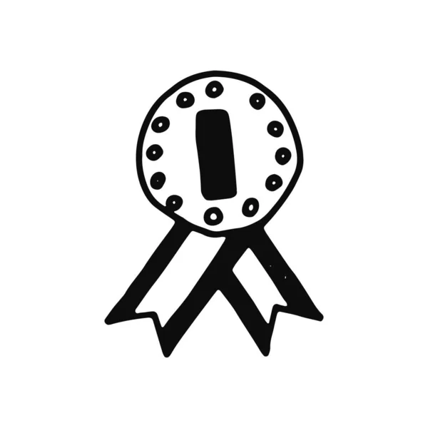 Medaile Ikona Izolované Černý Předmět — Stockový vektor