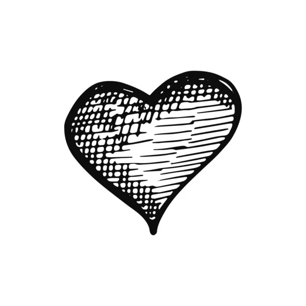 Heart Icon Isolated Object Sketch Black White Background — Stock Vector