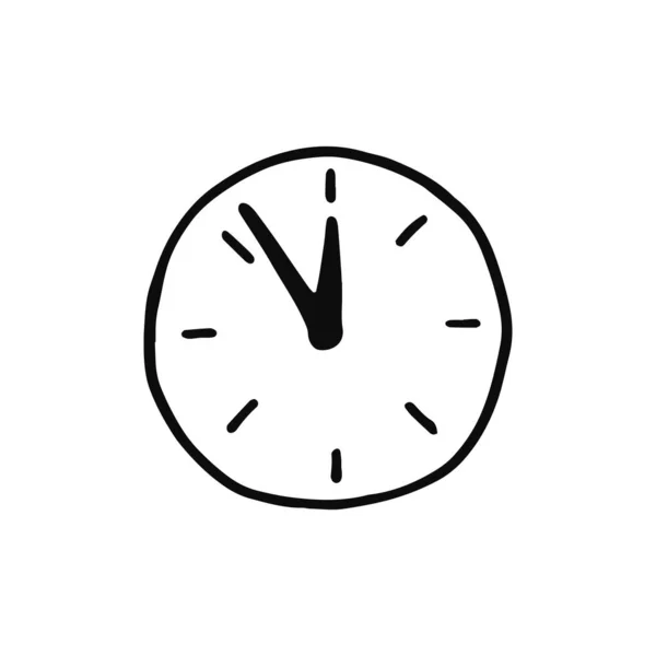 Значок Годинника Ізольований Ескіз Єкта Чорний Білому Тлі — стоковий вектор
