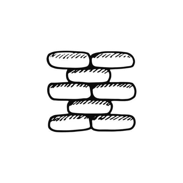 Иконка Плитки Эскиз Изолированный Объект Черный — стоковый вектор