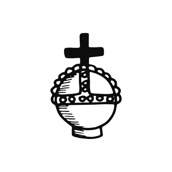 Скіпетр Королівської Ікони Ескіз Ізольований Єкт Чорний — стоковий вектор