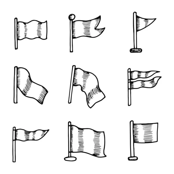 Bandeiras Ícones Conjunto Objetos Isolados — Vetor de Stock