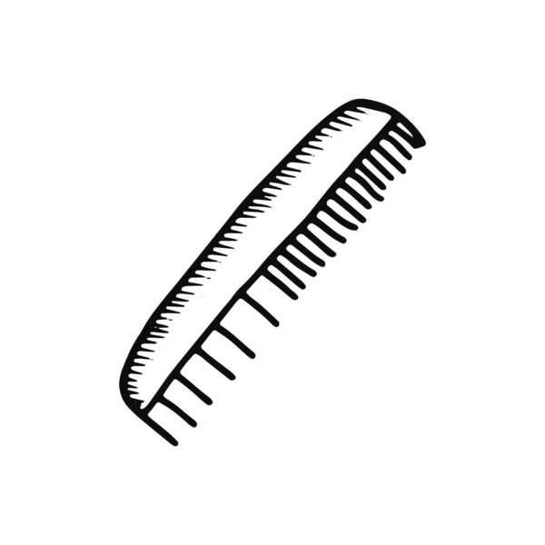 Peigne Pour Icône Cheveux Croquis Objet Isolé Noir — Image vectorielle