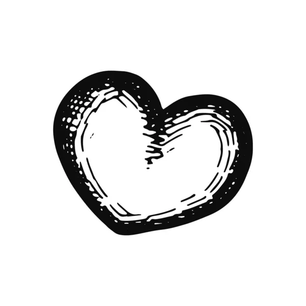 Kalp Simgesi Yalıtılmış Nesne Kroki Beyaz Arka Plan Üzerinde Siyah — Stok Vektör