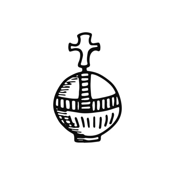 Скипетр Королевской Иконы Эскиз Изолированный Объект Черный — стоковый вектор