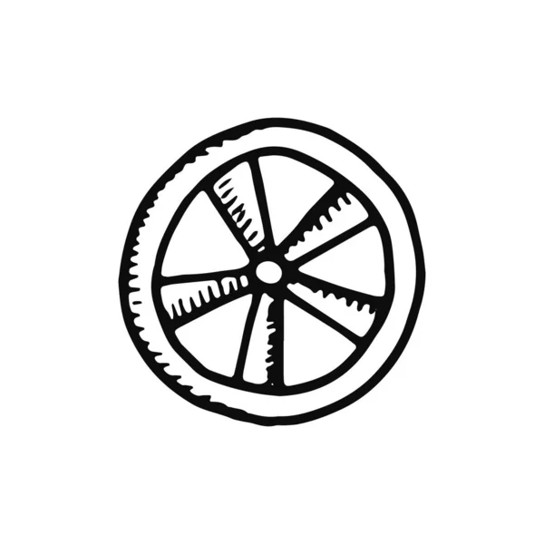 Значок Колеса Эскиз Изолированный Объект Черный — стоковый вектор