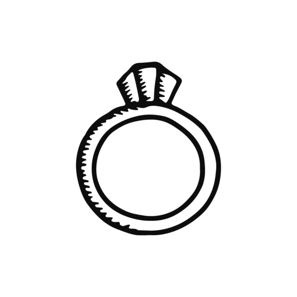 Δαχτυλίδι Διακόσμηση Εικονίδιο Σκίτσο Απομονωμένο Αντικείμενο Μαύρο — Διανυσματικό Αρχείο