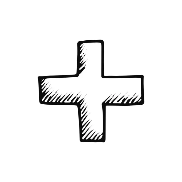 Крест Значок Эскиз Изолированный Объект Черный — стоковый вектор