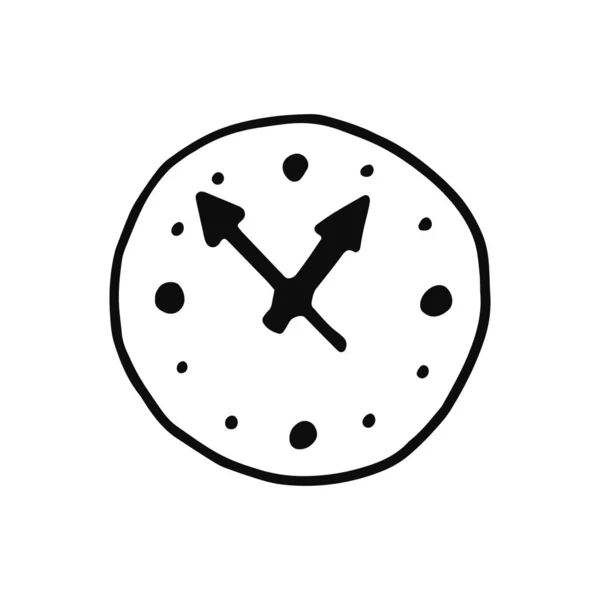時計のアイコン 白い背景の黒い分離オブジェクトのスケッチ — ストックベクタ