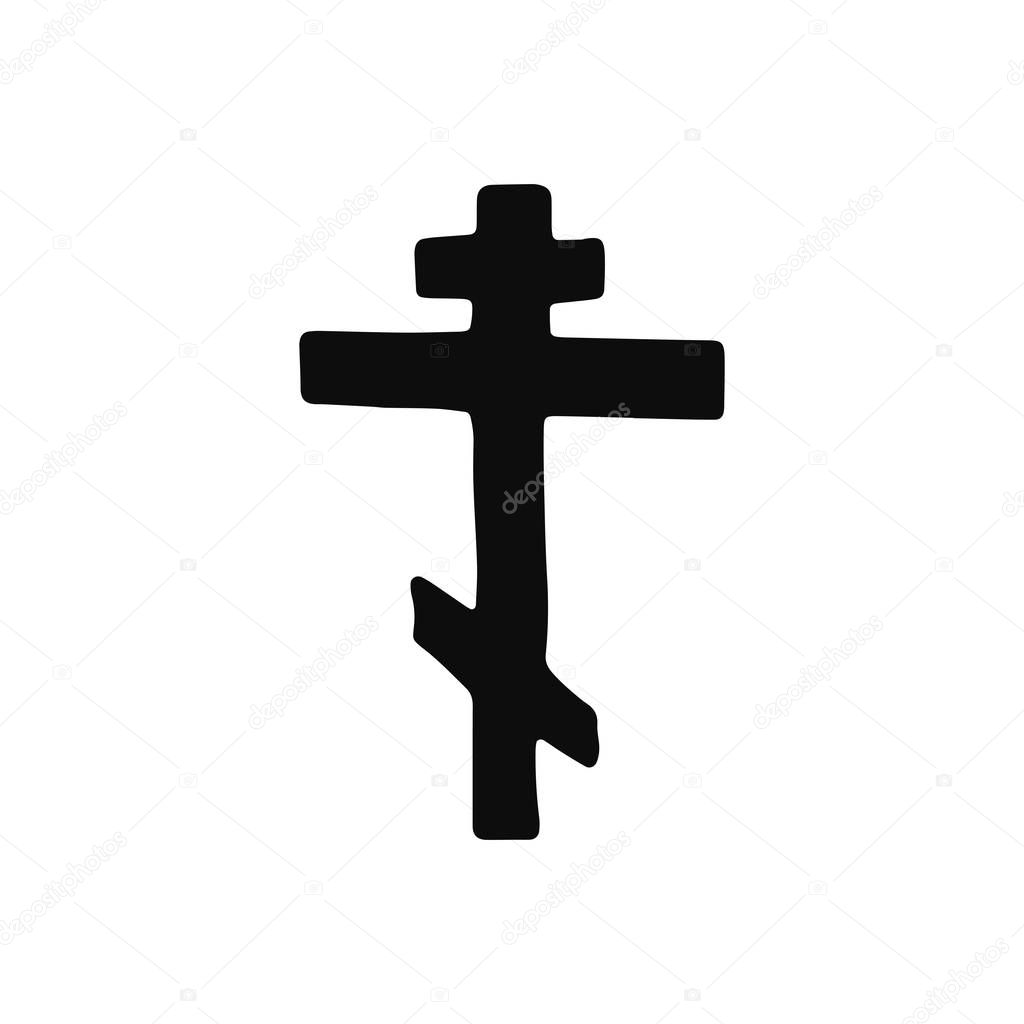 cross church silhouette vector icon. isolated object.