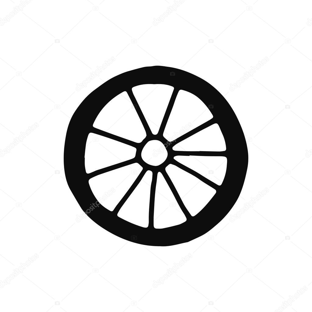 car wheel silhouette vector. isolated object.