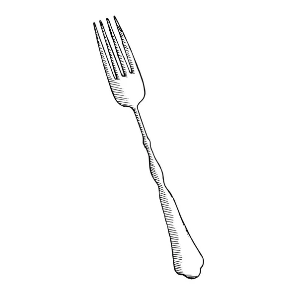 叉子素描矢量餐具 独立的对象 — 图库矢量图片