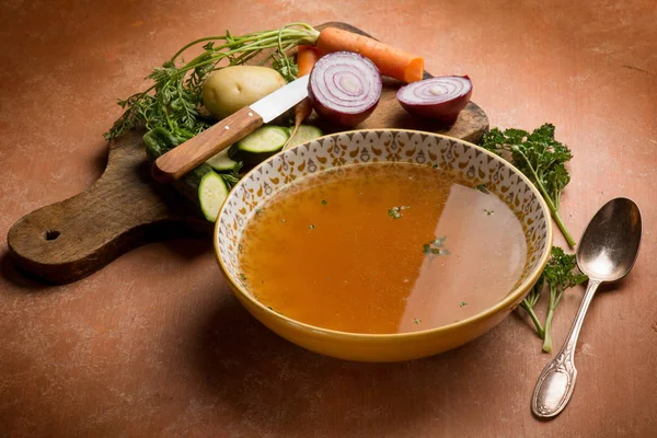 Close View Vegetables Broth Ingredients — Stock Photo, Image