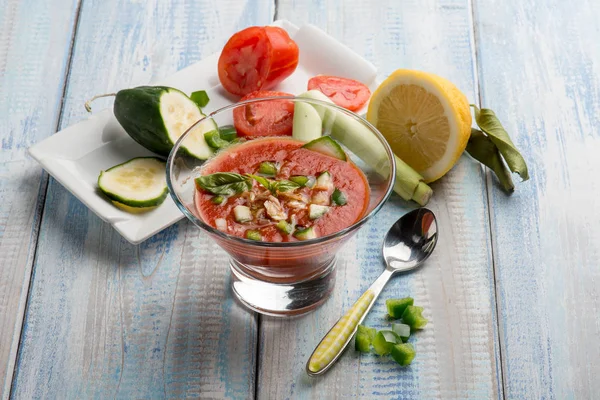 Close View Tomato Gazpacho Ingredients — Stock Photo, Image