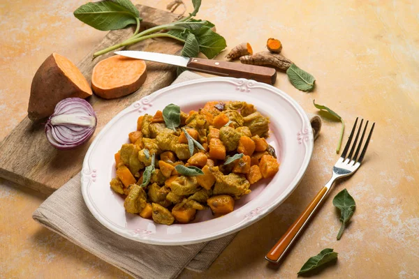 Ensopado Carne Com Batatas Doces — Fotografia de Stock