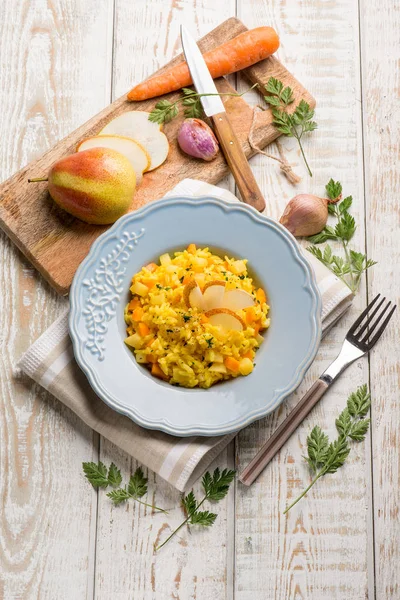 Saffron Risotto Pears — Stock Photo, Image