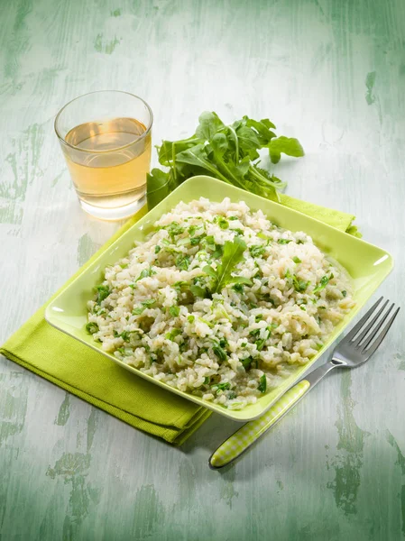 Risotto Med Ruccola Och Ost — Stockfoto