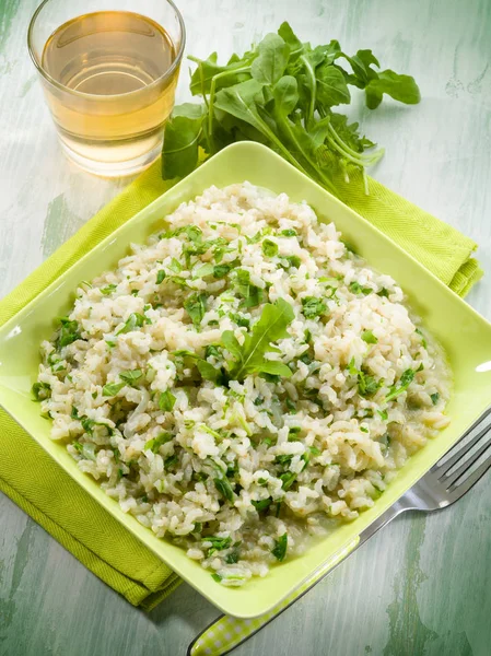 Risotto Mit Rucola Und Käse — Stockfoto