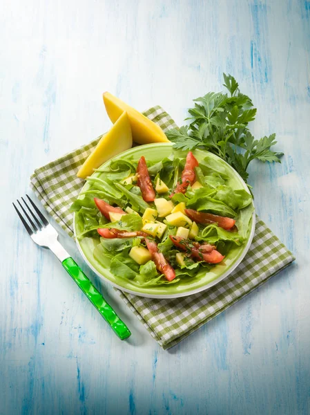 Salada Com Manga Alface Tomate — Fotografia de Stock