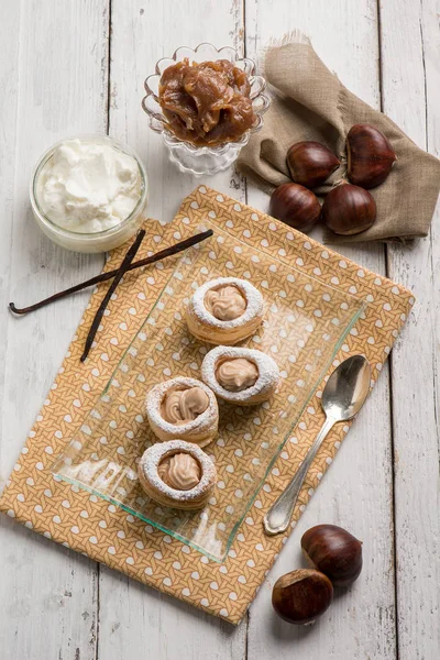 Dessert Canapes Chestnut Cream — Stock Photo, Image