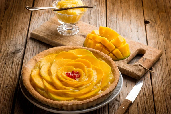 Tort Mango Cremă Lămâie Băț Vanilie — Fotografie, imagine de stoc